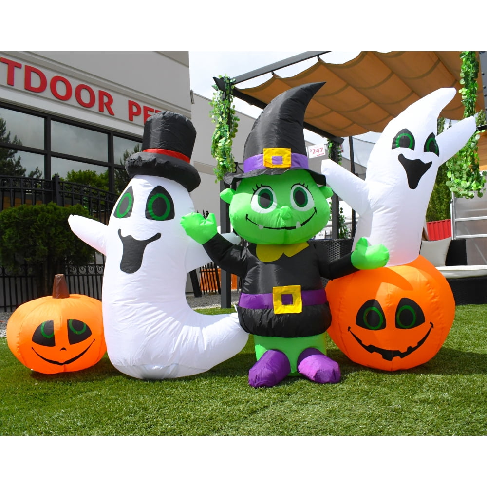ALEKO Inflatable Waving Halloween Ghost and Goblin Friends - 4 Foot ...