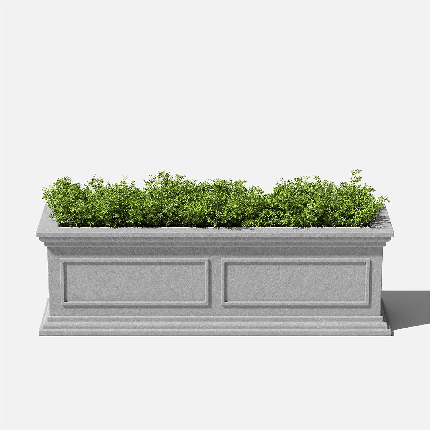 QHTER Brixton Window Box Plastic Planter - Large Rectangular Planter for Outdoor Balcony/Windowsill | Crack-Resistant All-Weather | Classic Estate Design for Flowers, Herbs, Succulents