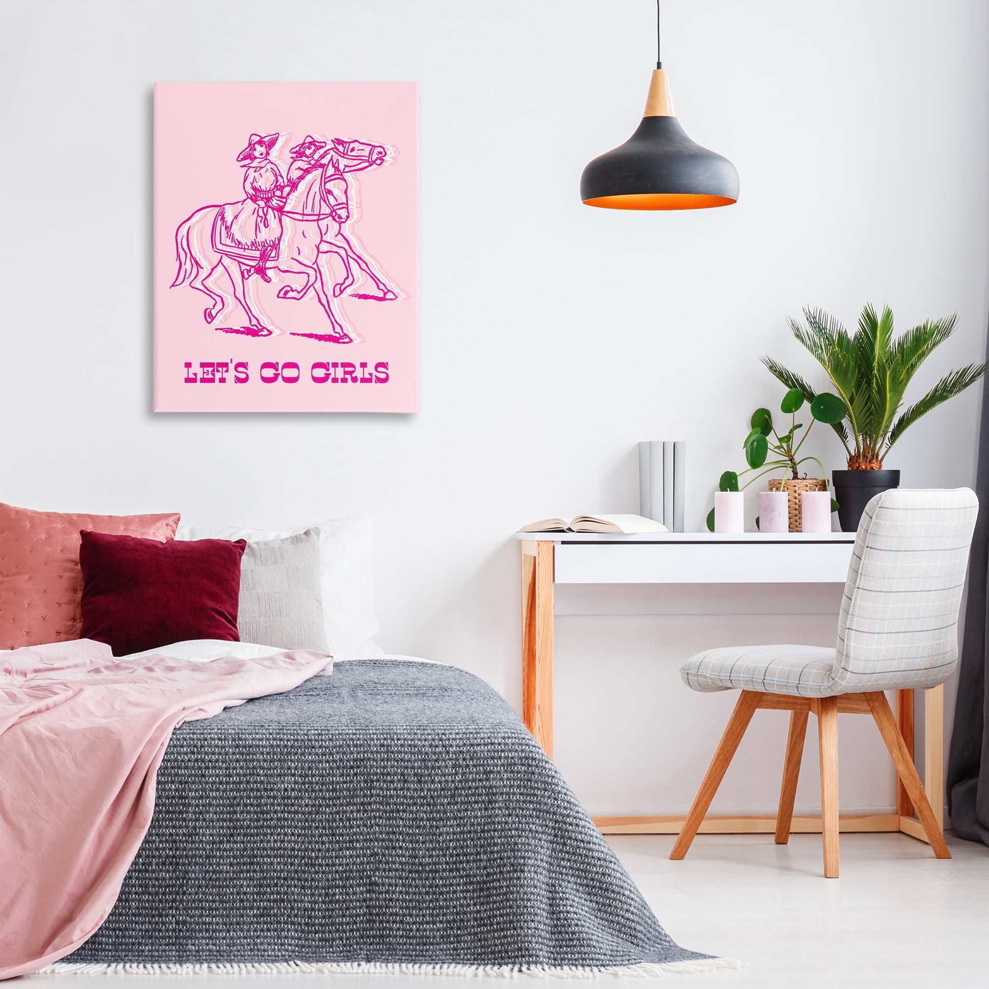 Stupell Industries Let's Go Girls Outline People Painting Wrapped Canvas Art Print Wall Art, 30 x 40