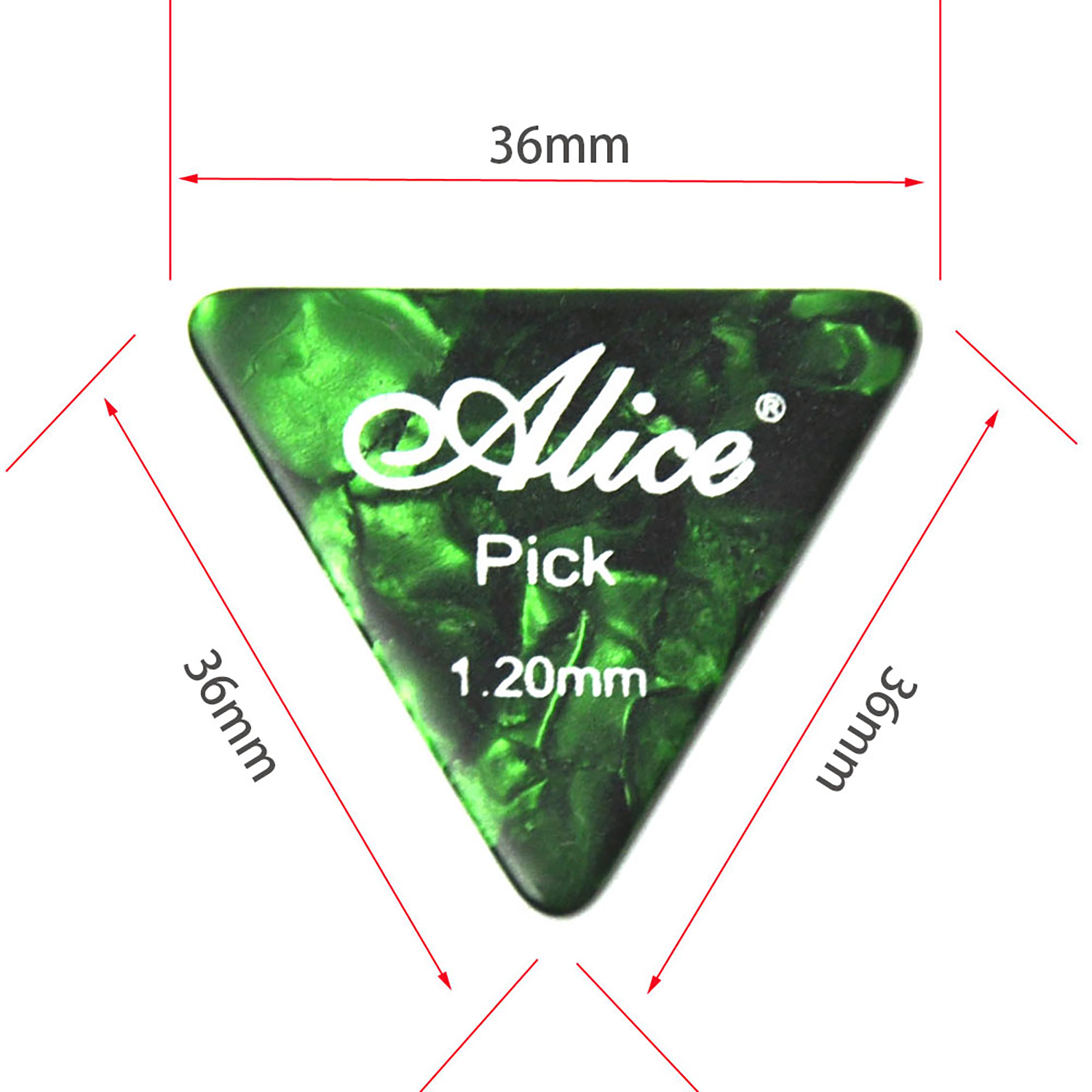 100Pcs Alice 355 Shape Triangle Guitar Picks Celluloid Plectrums 6 Gauges Mixed