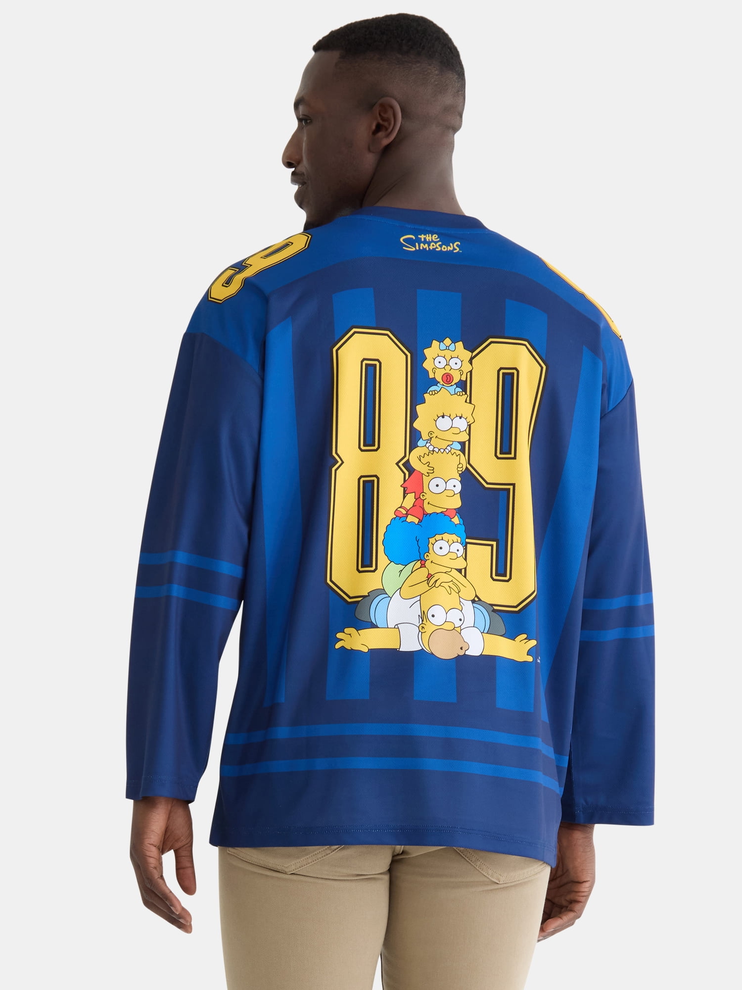The Simpsons Men's & Big Men's Graphic Hockey Jersey with Long Sleeves, Sizes XS-3XL