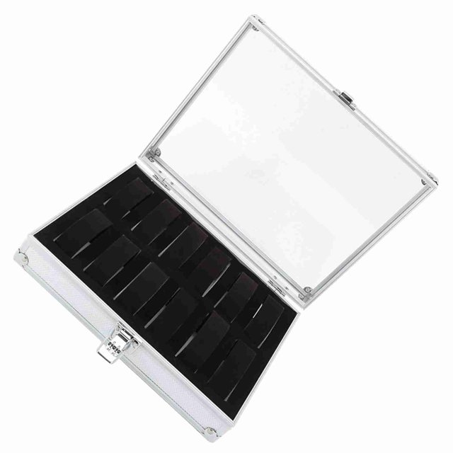 Caja Organizadora Rectangular De Aluminio Para Almacenamiento De Relojes, Caja Con 6/12 Ranuras De Rejilla, Diseño Elegante Para Exhibición De Joyas