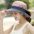 thumbnail image 3 of CDAR Bucket Hat Casual Chinstrap Wide Brim Women Summer Ponytail Cap for Climbing, 3 of 8