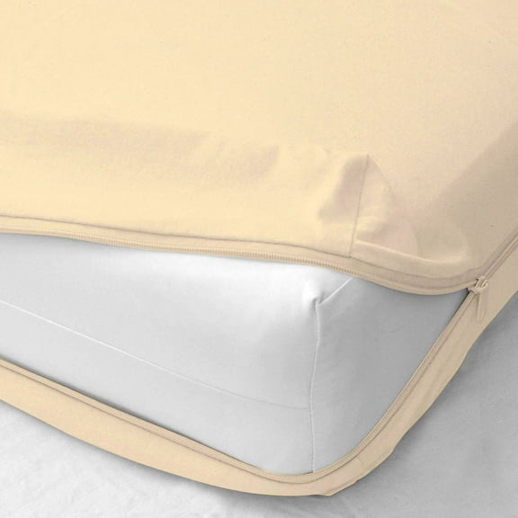400 Thread Count - Zipper Fitted Sheet 1 Piece - 22 Inch Deep Pocket - Extra Soft & 100% Egyptian Cotton Bed Mattress Cover & Protectors with Zip Fastening - Ivory Solid, King Size.