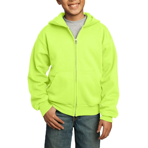 JustBlanks Youth Core Fleece Full Zip Hoodie Cotton Poly Blend Classic Neck Long Sleeves