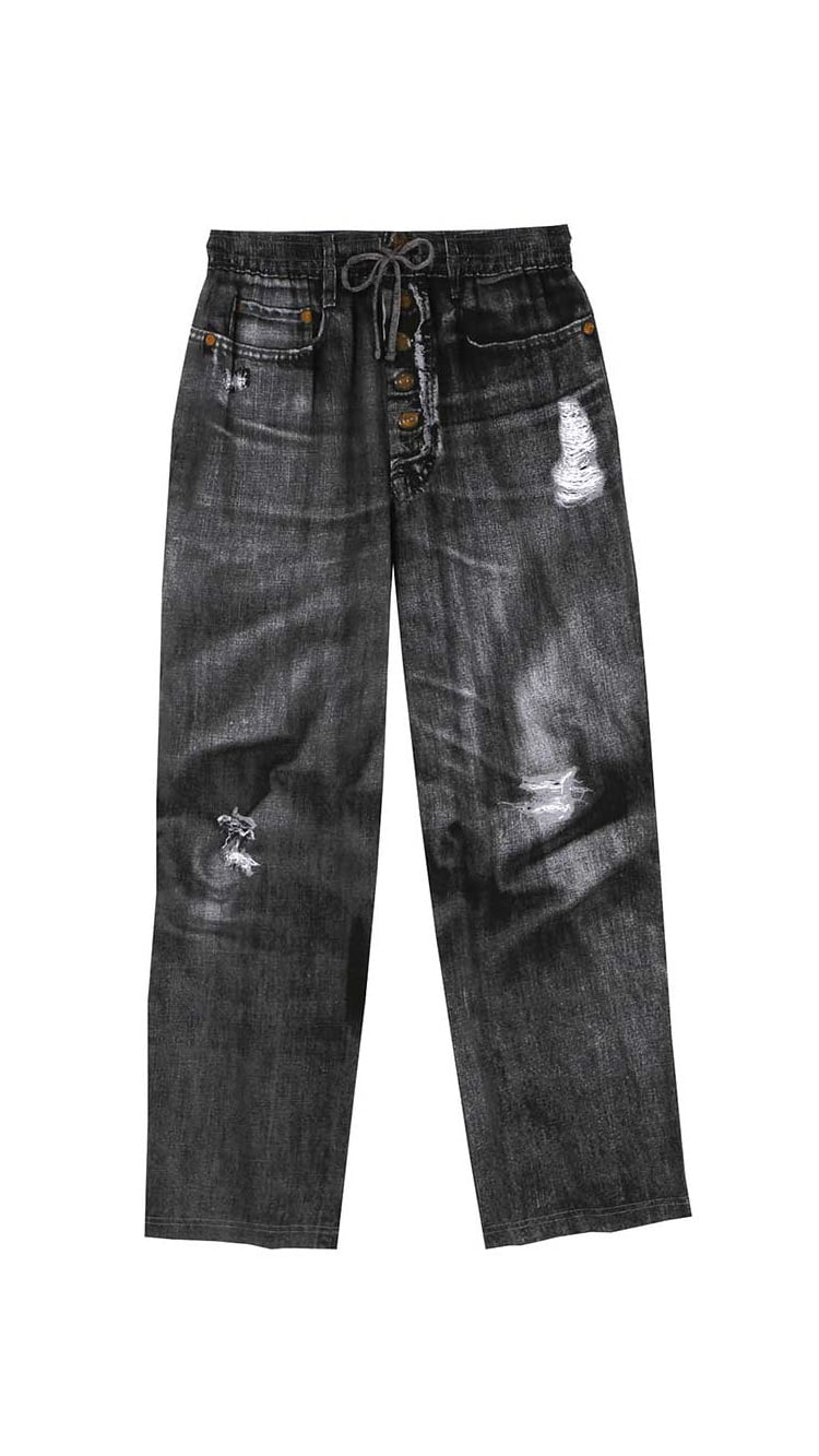 black faux jeans