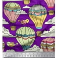 thumbnail image 1 of Soimoi Purple Cotton Voile Fabric Bird & Air Balloons Holiday Print Sewing Fabric Yard 56 Inch Wide, 1 of 3