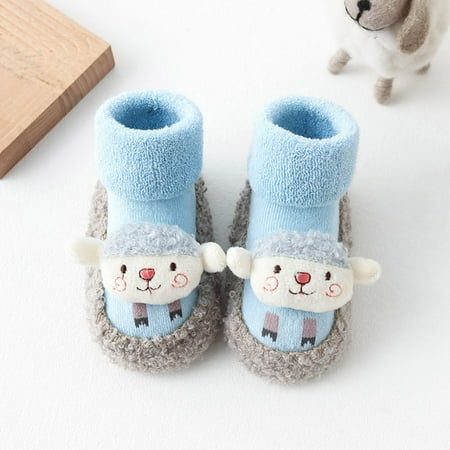 

kpoplk Baby Sneakers Cute Children Toddler Shoes Autumn And Winter Boys And Girls Floor Sports Shoes Flat Bottom Non Slip Warm(Blue)