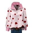 thumbnail image 5 of Valentines Day Outfit Women Heart Print Lapel Collared Long Sleeve Button Up Dressy Valentines Blouse, 5 of 5