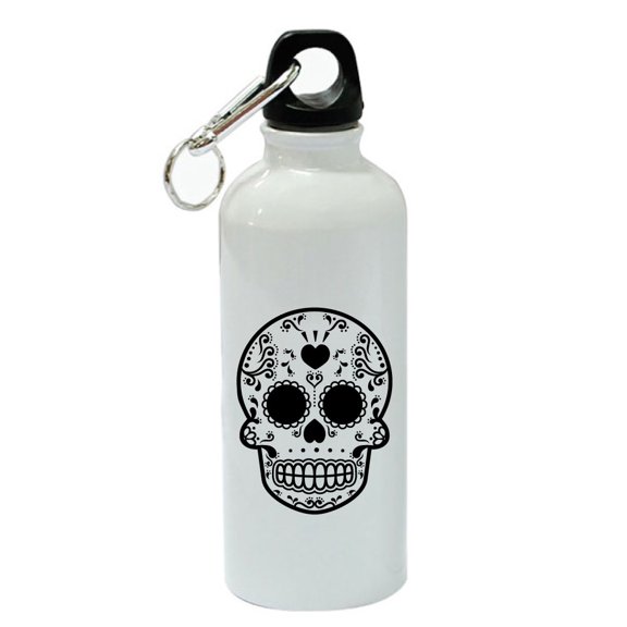 Day of the Dead Skull White Aluminum Sports 20 oz Water Bottle