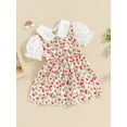 thumbnail image 3 of Bslissey 6M 9M 12M 18M 24M 3T Toddler Baby Girls Puff Short Sleeve Dress Doll Collar Strawberry Heart Print A-line Dress Infant Sweet Summer Princess Dress for Daily Party, 3 of 9