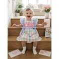 thumbnail image 5 of BemeyourBBs Baby Girl Matching Sister Outfits I Love Mama Baby Summer Clothes Mothers Day Outfit Plaid Bow Flying Sleeve Romper Toddler Baby Girl Dress and Headband Set, 5 of 9