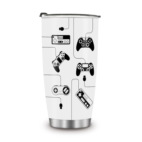 WIRESTER 20oz Tumbler With Lid Stainless Steel Travel Tumbler, Double Wall Insulated Stainless Steel Coffee Tumbler - Black Game Controllers
