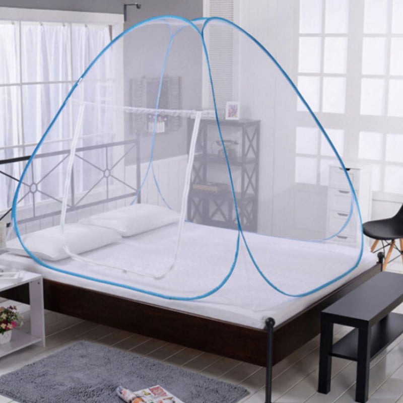 Portable Folding  Mosquito Net Fits Most King  & Queen Size Beds Easy Fold Carry 