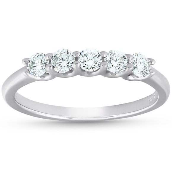 G/vs.50 Ct Bague de Mariage Diamant 5 Pierres Or Blanc 14k Cultivé en Laboratoire Écologique