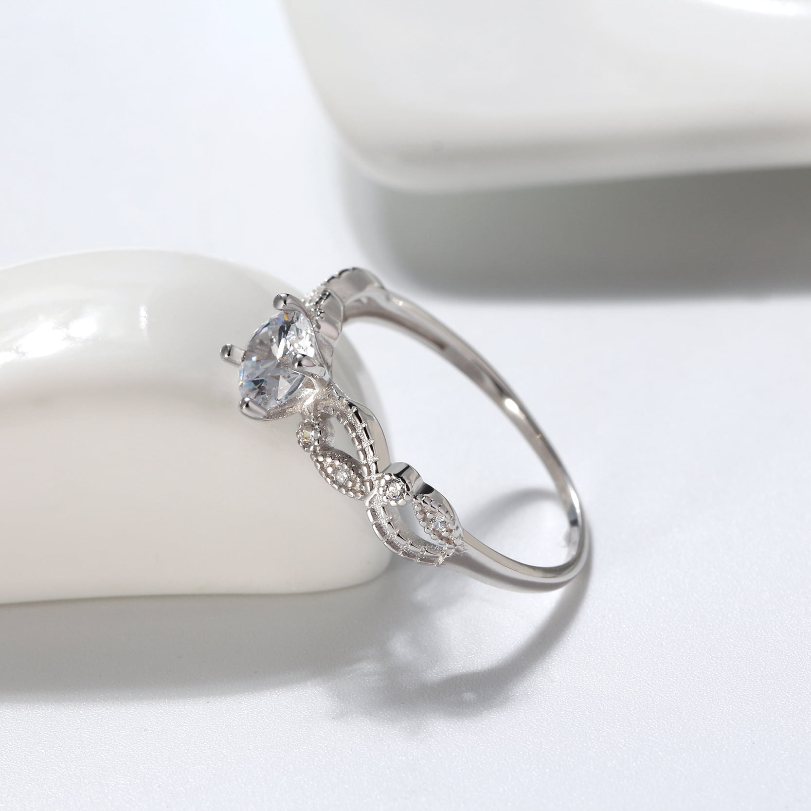 Engagement Ring Sterling Silver Cz Versia Filigree Womens Ginger Lyne Collection