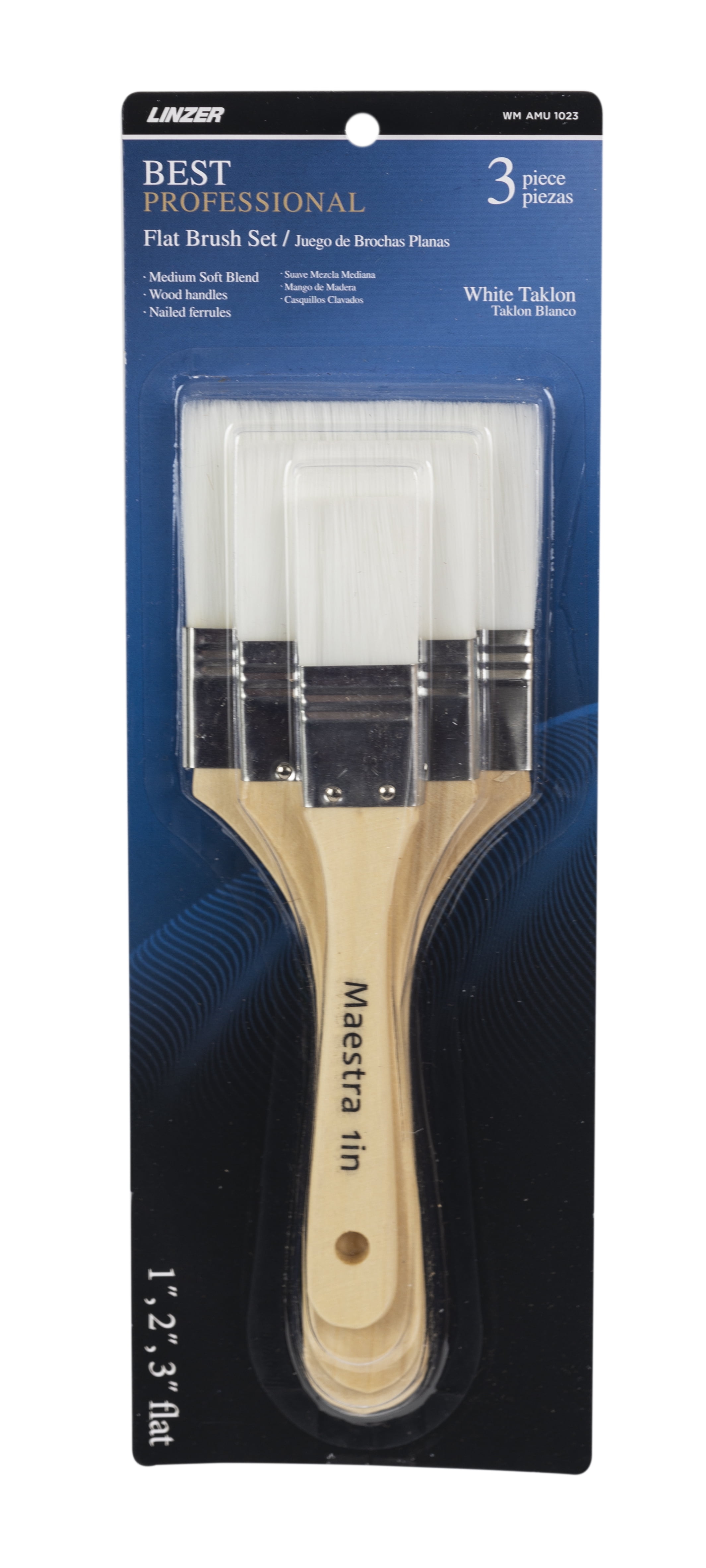 Linzer BEST Professional Polyester Flat Household Paint Brush Set, 3 Piece