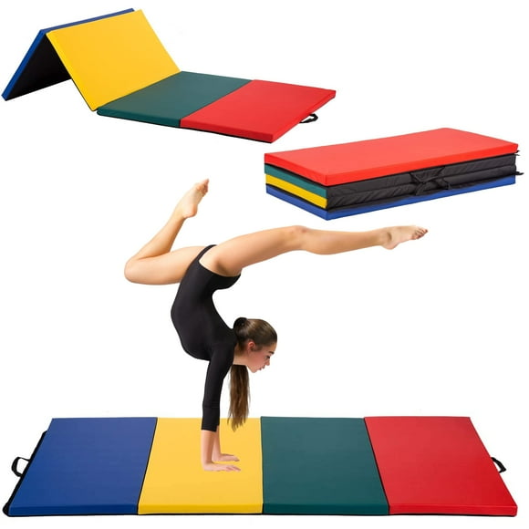NiamVelo Gymnastics Mats 4'x8'x2'' Folding Exercise Mat Gym Yoga Mat Aerobics Fitness Mat Folding Kids' Gymnastics Tumbling Mat with Carrying Handles for Home Gym Exercise&Play Gym Floor Mats, CM
