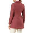 thumbnail image 4 of Unique Bargains Women's Peter Pan Collar Double Breasted Winter Trench Coat XS Dark Pink, 4 of 8