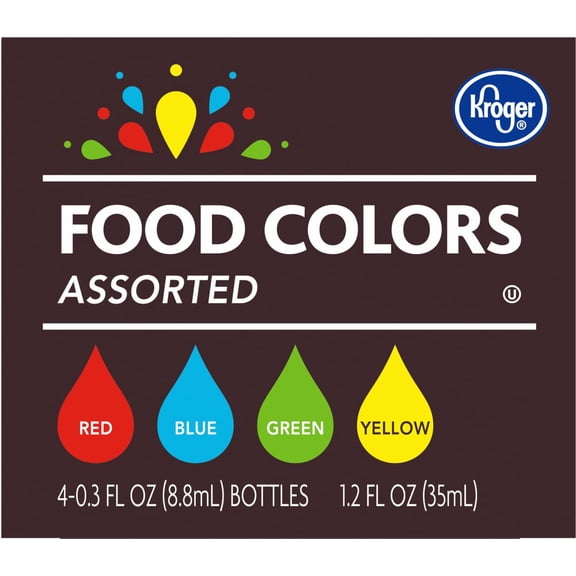 Kroger Assorted Food Coloring 4 ct / 0.3 fl oz - Pack of 1