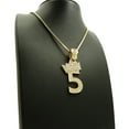 thumbnail image 4 of Stone Stud Tilded Crown Number Pendant with 2mm 24" Box Chain Necklace, 5, Gold-Tone, 4 of 4
