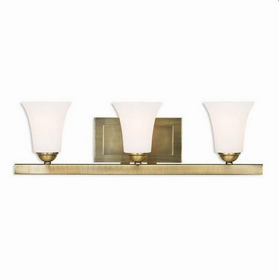 3 Light Bathroom Light in Traditional Style 25.25 inches Wide By 7 inches High-Antique Brass Finish Bailey Street Home 218-Bel-2255983