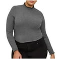 thumbnail image 2 of Ahuyic Womens Plus Size Long Sleeved Blouse, Autumns/Winter Long Sleeve Top For Women, Womens Half High Neck Casual T-Shirt Slim Fitting Bottom Shirt Top Long Sleeve Turtleneck Blouse & Shirts, 2 of 4