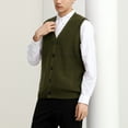 thumbnail image 4 of Men's sweater vest V-neck sleeveless knitted cardigan, 4 of 4