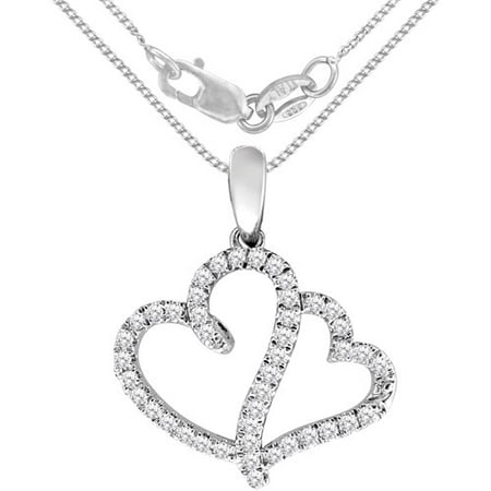 Heart 2 Heart 1/4 Carat T.W. Diamond Sterling Silver Pendant, 20