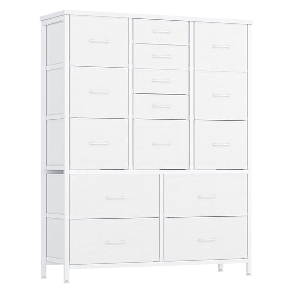 Yiwa Commode à 15 Tiroirs pour Chambre, Grande Commode et Commodes, Commodes de Rangement en Tissu Gain de Place pour Garde-Robe, Couloir, Salon