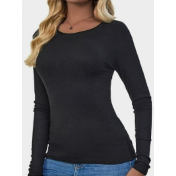 Long Sleeve T Shirts for Women Ribbed Knit Basic Tops Casual Slim Fitted Tee Tshirts