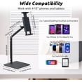 thumbnail image 4 of PYYAN-Tablet Stand Holder for iPad, 9.5''-16.5''Height Adjustable Tablet iPad Stand for Desk Support 22LBS, 360°Rotating Arm Portable Monitor Holder Mount for 4''-13''All iPad, iphone 17 16pro, Black, 4 of 4