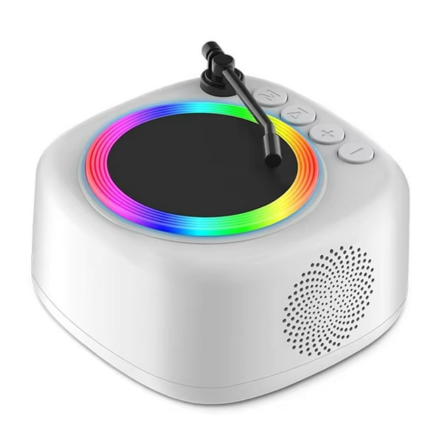 Retro Tocadiscos Altavoz Bluetooth Mini Vintage Caja de Música Sonido Hifi Grabadora HD con Luz Colores Soporte Tarjeta TF