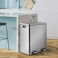 thumbnail image 4 of LAZY BUDDY Stainless Steel Kitchen Trash Can with Lid, 16 Gallon Step Rubbish Bin, Double Compartment Classified Recycle Garbage Can with Foot Pedal for Office Home, 4 of 9