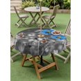 thumbnail image 4 of Outdoor Tablecloths with Umbrella Hole & Zipper, Blue Grey Daisy Round Tablecloth 54 Inch, Farmhouse Flowers Abstract Country Waterproof Table Cloth, Patio/Pool/Picnic Table Covers, 4 of 8