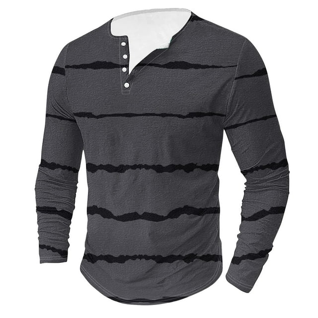 AherBiu Chemises Grande Taille pour Hommes Manches Longues Col Rond Boutons Chemises Respirantes Extensibles Rayées pour Course