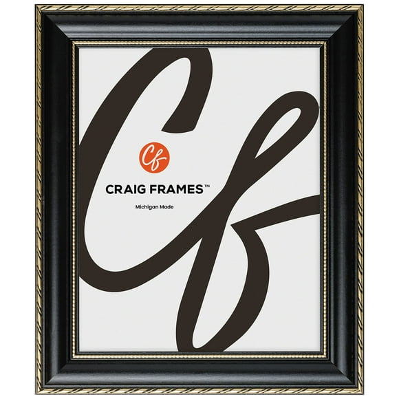 Craig Frames Victoria, 11x17 Picture Frame, Ornate Black and Gold