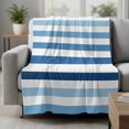 thumbnail image 2 of Blue Ombre Striped Blanket Soft Cozy Warm Throw Blanket for Couch, Plush Fuzzy Flannel Fleece Blankets for Sofa, Modern Abstract Gradient Lines Art Bed Blankets Lightweight Gifts for Women, 40"x50", 2 of 9