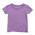 thumbnail image 2 of MZXELPRJD Girls Short Sleeve Tees Toddler Baby Girl Summer Lettuce Trim Ribbed Knit Crewneck T-Shirts Solid Color Casual Blouse Plain Cute Basic Tops, 2 of 9