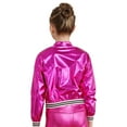 thumbnail image 3 of Aiihoo Girls Metallic Bomber Jacket Sparkly Dance Long Sleeve Top Hip Hop Jazz Disco Performance Outerwear Rose 14, 3 of 7