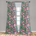 thumbnail image 2 of Floral Design Window Curtains, Modern Minimalist Flowers Vintage Pattern with Leaves Greenery, Lightweight Decor 2-Panel Set with Rod Pocket, Pair of - 28"x84", Fern Green Pale Rose Rose, by Ambesonne, 2 of 3