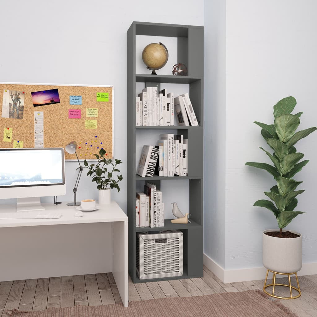 Kepooman Modern 5-Tier Vertical Corner Bookcase for Office Living Room Bedroom, 17.7" x 9.4" x 62.6", Grey Kepooman Modern 5-Tier Vertical Corner Bookcase for Office Living Room Bedroom, 17.7" x 9.4" x 62.6", Grey