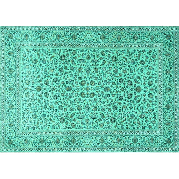 Ahgly Company Indoor Rectangle Persian Turquoise Blue Traditional Area Rugs, 5' x 7'