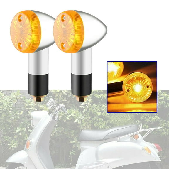 LABLT 2x Amber Chrome Front Rear Turn Signal Blinker Indicator Light Motorcycle