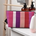thumbnail image 6 of Leather Travel Bag Wash Bag Makeup Bag Storage Bag 7×5×2.4in For Daily Carrying And Short Trip Purplish Red Stripe_82927_3, 6 of 8