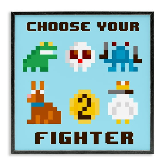 Stupell Industries Choose Gaming Fighter Entertainment Painting Black Framed Art Print Wall Art, 12 x 12