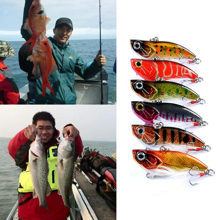 UDIYO 6Pcs 5.8cm/13.5g Fishing Lure Strong Penetration Sharp Vivid  Simulation Fish Full Depth Vibration Bait for Angling 