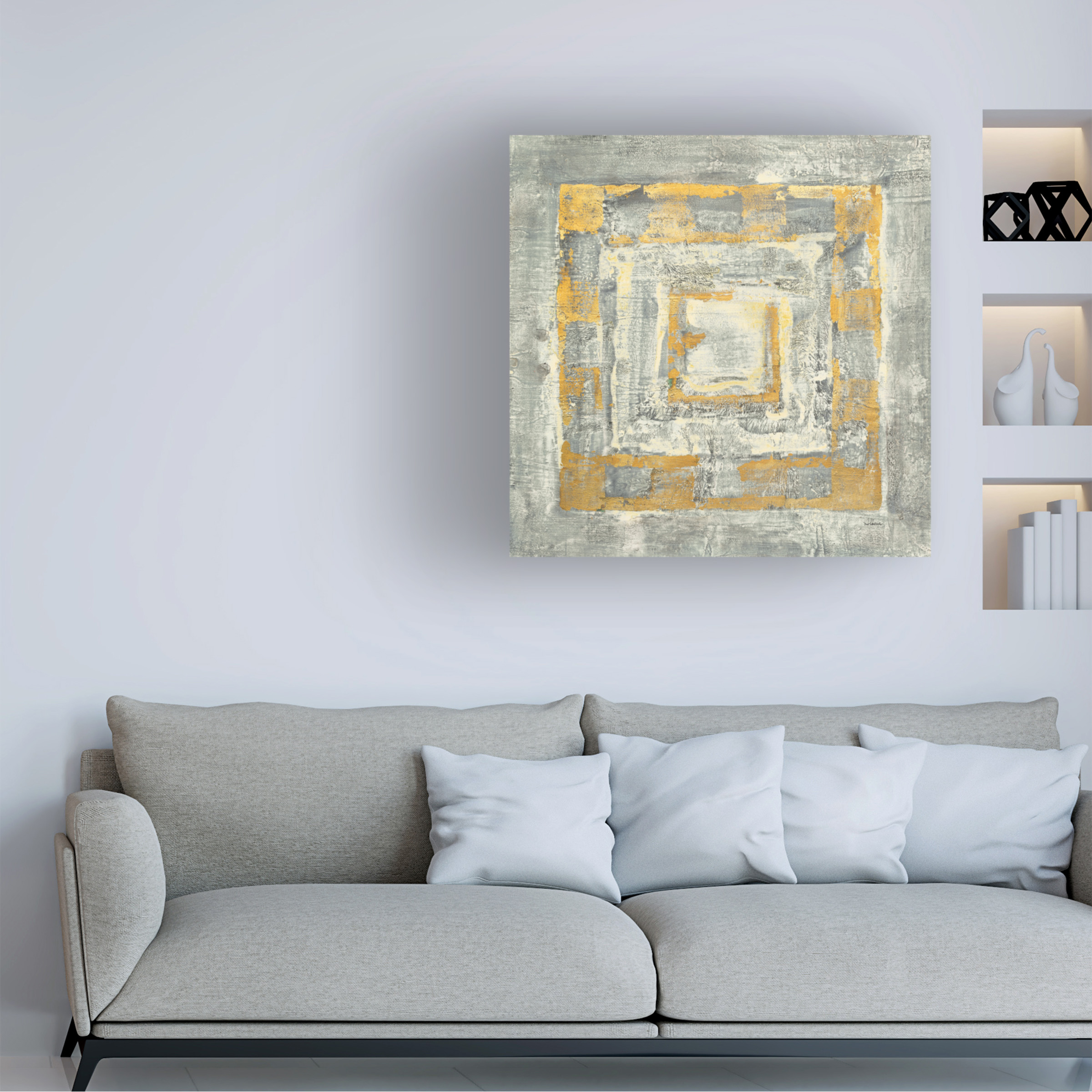 Trademark Fine Art 'Gold Tapestry Ii Gold And White' Canvas Art by Albena Hristova