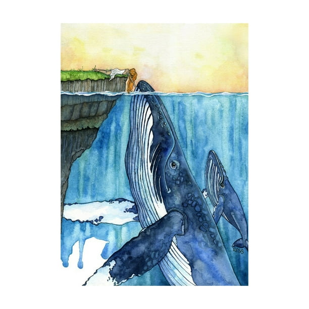 Tableau Baleine bleue  Décoration murale sur toile imprimée – Art