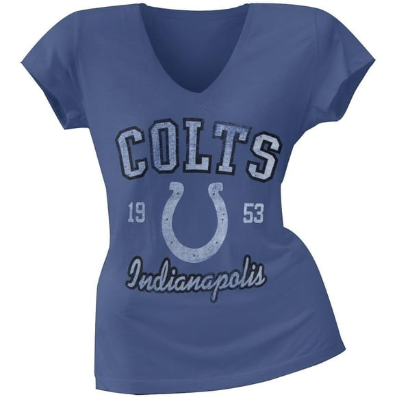 Indianapolis Colts - T-Shirt Premium à Col en V pour Juniors avec Logo Flanker